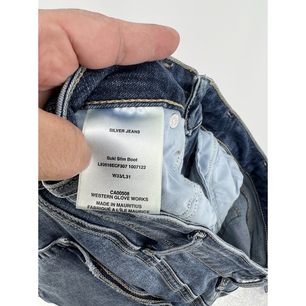 Silver Jeans Co Suki Slim Boot Jeans Womens 33x31 Blue Stretch Medium Wash Denim - Picture 4 of 4